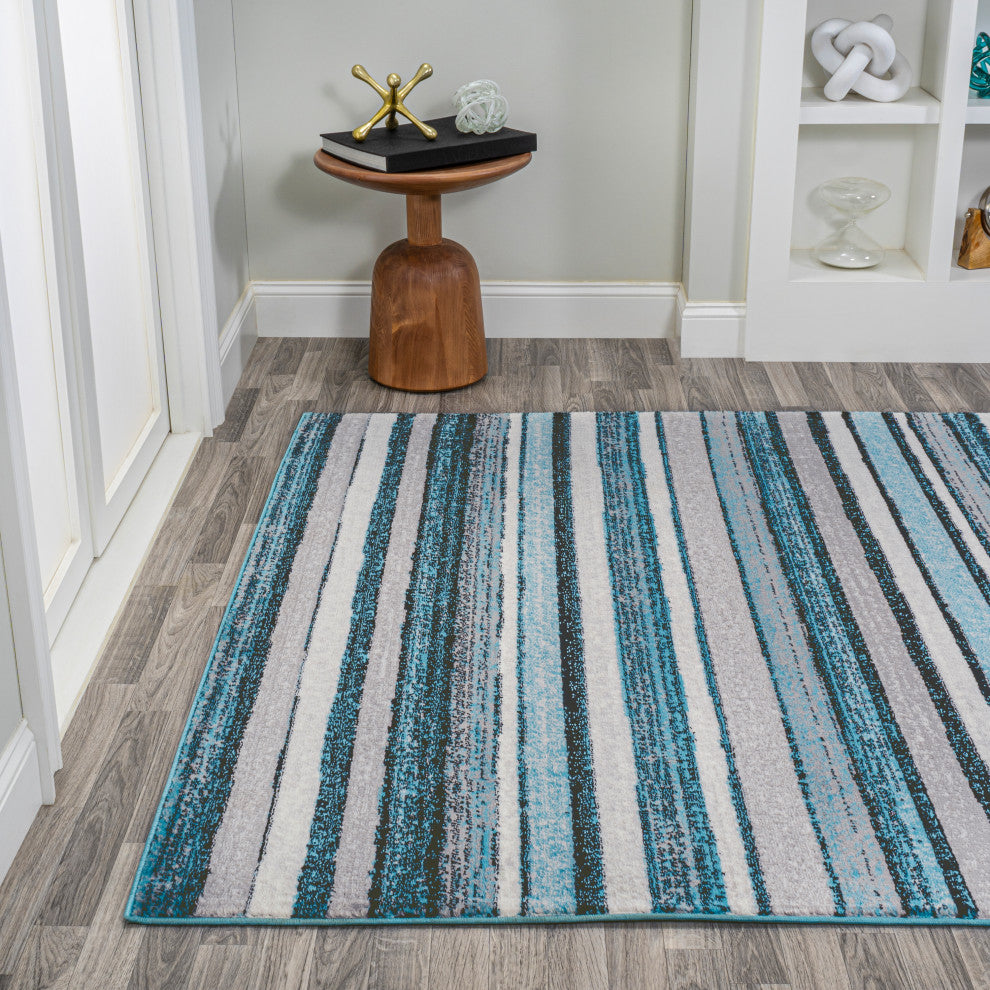 Magnolia Beach Strie' Striped Blue/Navy 8'x10' Area Rug