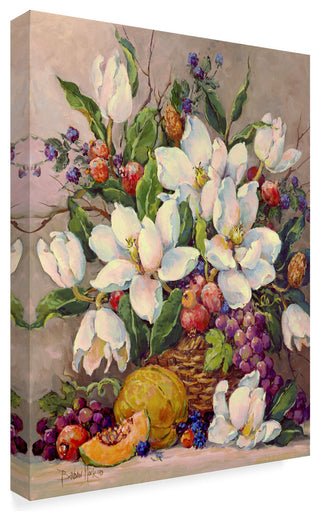 Barbara Mock 'Fruit And Magnolias' Canvas Art