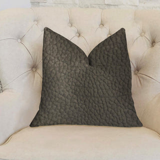 Modern Black Black Artificial Leather Luxury Throw Pillow, 12"x20"