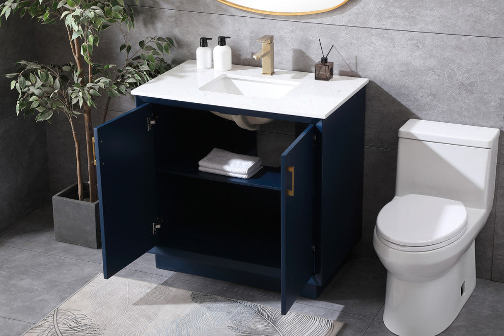 36" SIngle Bathroom Vanity, Blue