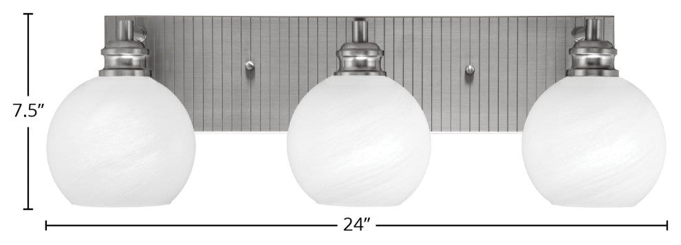 Edge 3-Light Bath Bar, Brushed Nickel Finish, 5.75" White Marble Glass