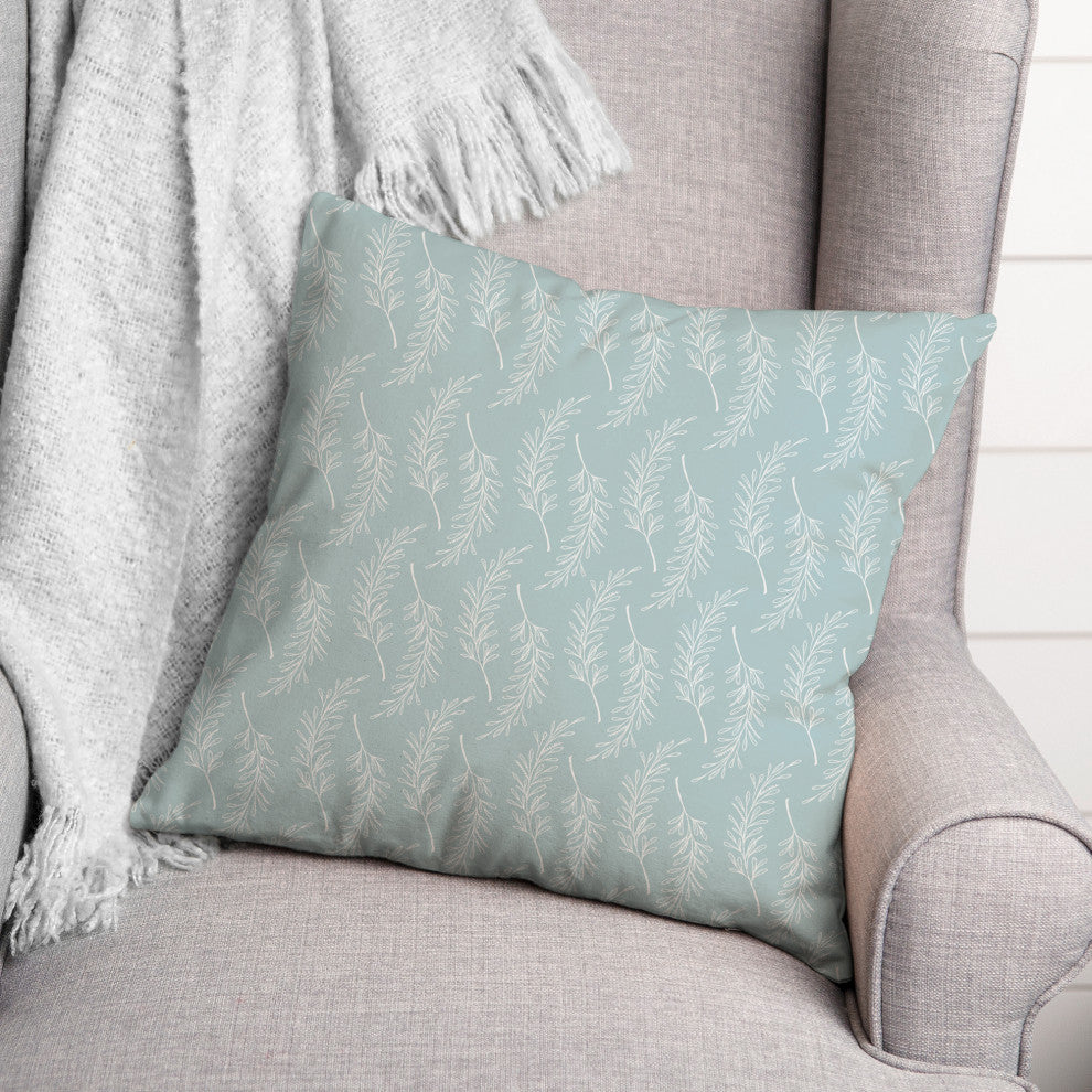 Leaf Branch Pattern Light Blue 3 20x20 Spun Poly Pillow