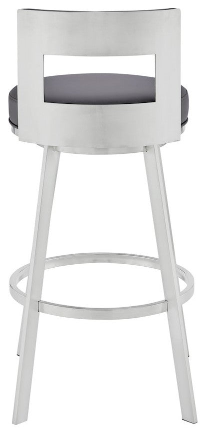 Flynn Swivel Counter or Bar Stool in Faux Leather and Metal