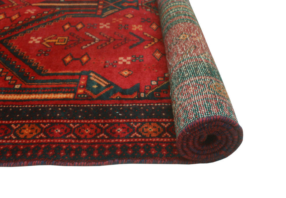 Fine Vintage Distressed Crespin Red/Charcoal Runner, 3'10x7'9