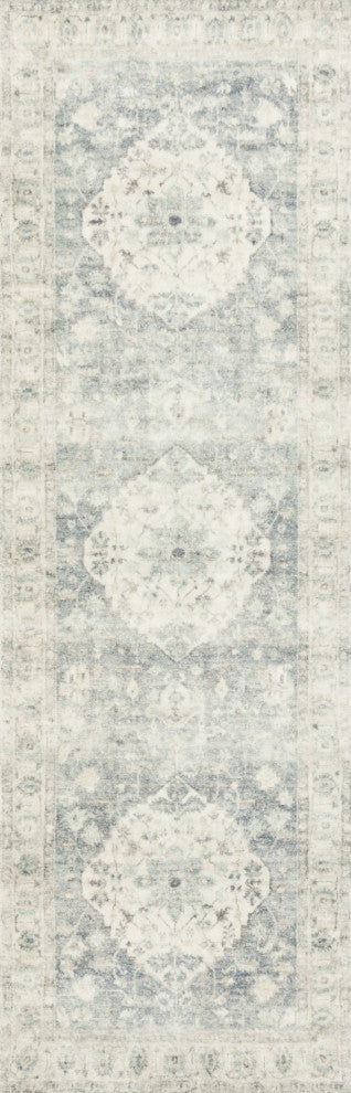Loloi II Rosette Denim / Fog Plush Area Rug, 2'-6" X 9'-9"
