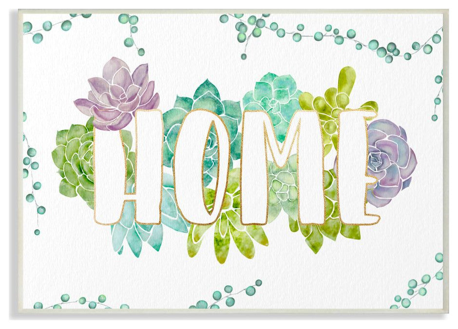Stupell Industries Home Succulent Flowers Green Purple, 10 x 15