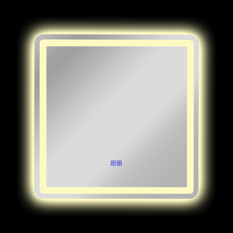 Luminosity Back Lit Square Touchscreen Led Mirror, 24" Wide