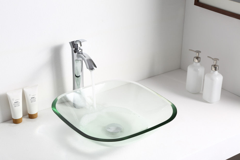 ANZZI Story Series Tempered Glass Bathroom Vessel Sink