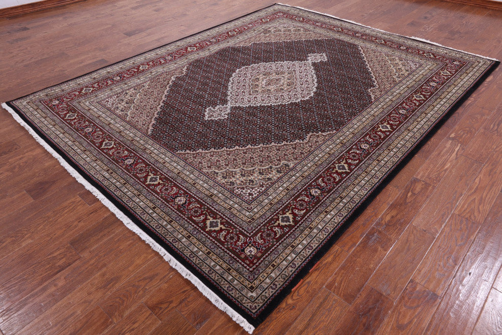 7' 11" X 10' 1" Persian Tabriz Wool and Silk Hand Knotted Rug Q8913