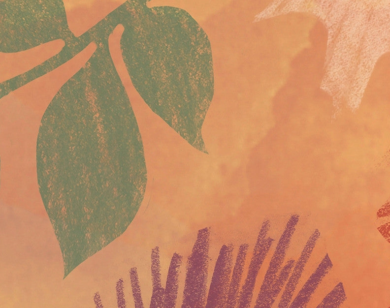 Watercolor Leaves Floral Print Kitchen Towel, Rust