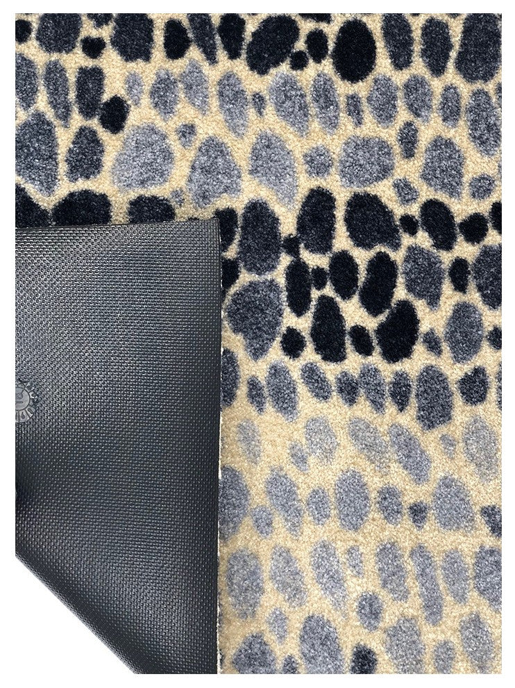 2' x 6' Shades of Gray Pebbles Washable Runner Rug