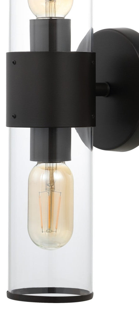 Quinn 15.5" 2-Light Modern Iron/Acrylic LED Sconce, Oil Rubbed Bronze/Clear