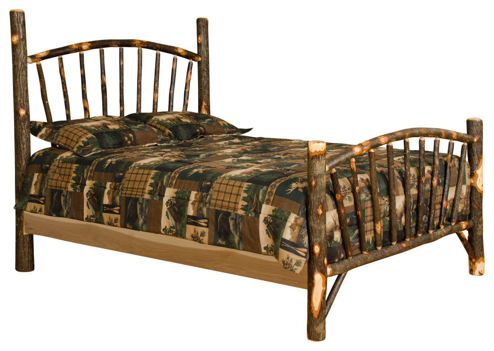 Hickory Log Sunburst Bed, All Hickory, Twin