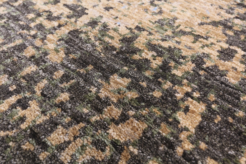 8' 11" X 12' 1" Wool and Silk Abstract Hand-Knotted Rug Q7194