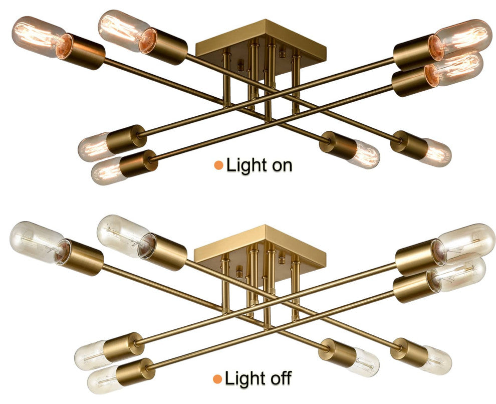 Modern 8-light Metal Gold Ceiling Light Fixture for Living Room