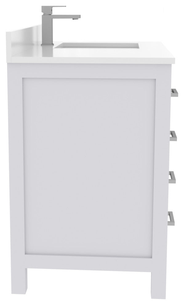 Rooh Bathroom Vanity, White, 36r", Vanity, Countertop, Sink, Faucet