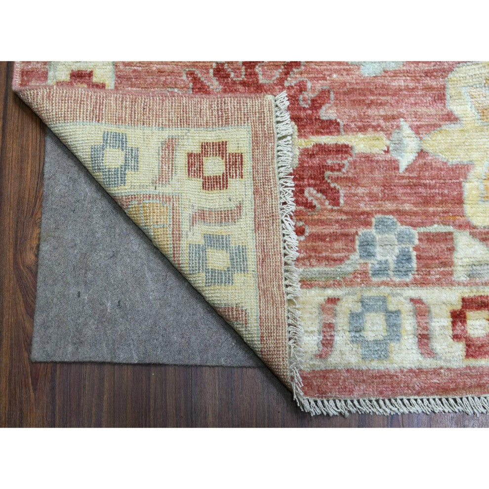 Coral Red, Angora Ushak Soft Wool, Hand Knotted Oversized Rug, 11'7" x 14'6"