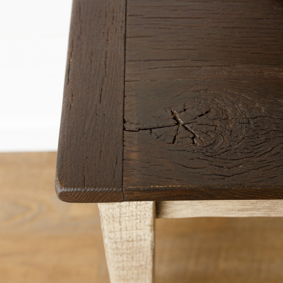 Rustic Writing Table, White With Van Dyke Brown Glaze and Rich Tobacco