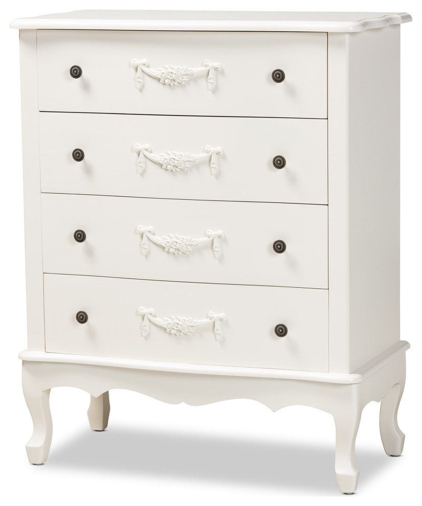 Callen Classic and Traditional White Finished Wood 4-Drawer Storage Cabinet