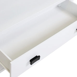 East at Main Wooden 2-Drawer Side Table with Shelf, White