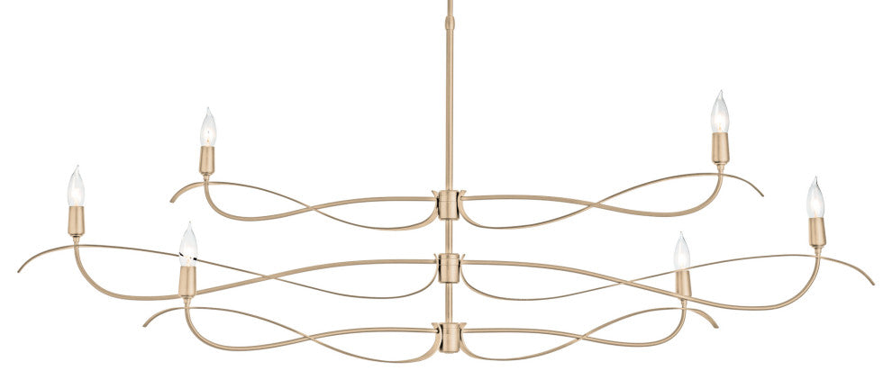 Willow 6-Light Large Chandelier, Soft Gold Finish, Standard Overall Height