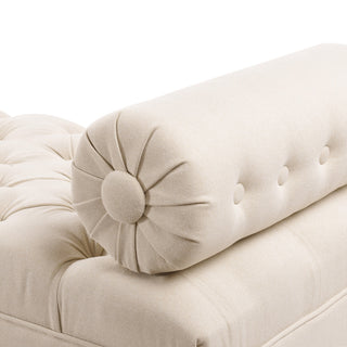 Lewis 60" Tufted Bolster Arm Entryway Bench, Sky Neutral Beige Polyester