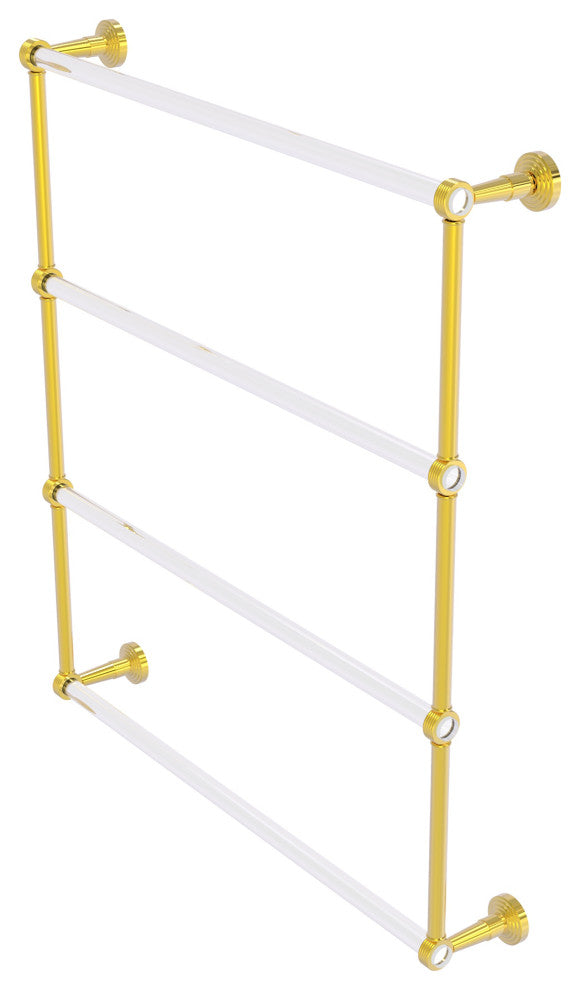 Pacific Beach 4 Tier 30" Ladder Towel Bar with Groovy Accents, Polished Brass