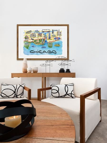 "Chicago Waterfront" Framed Painting Print, 18"x12"