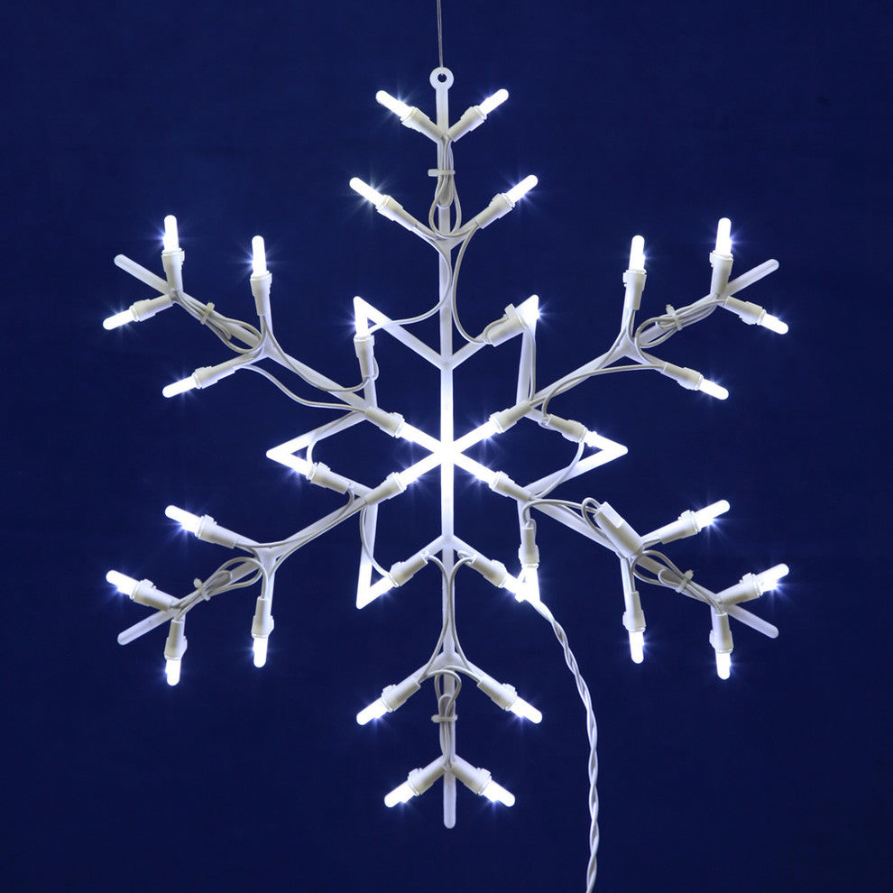 Vickerman 35 Light LED Snowflake Window Decor 16, 16", White