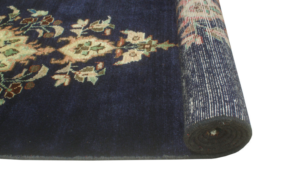 Fine Vintage Distressed Jaden Navy/Ivory Runner, 2'3 x 13'3