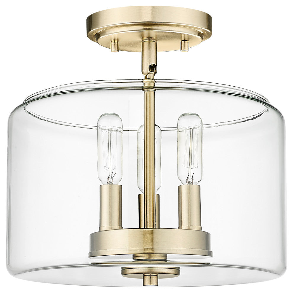 Asheville 3-Light 11" Semi-Flush Modern Gold