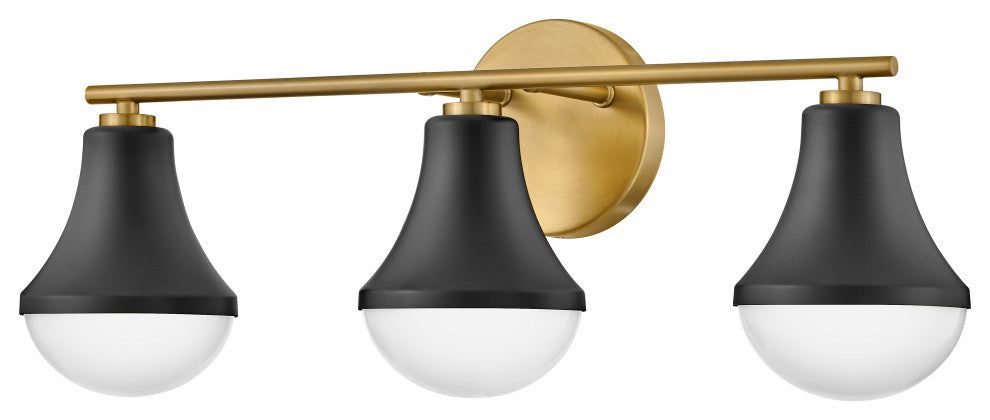 Lark Haddie 24" Modern Three-Light Bath Vanity, Black + Lacquered Brass