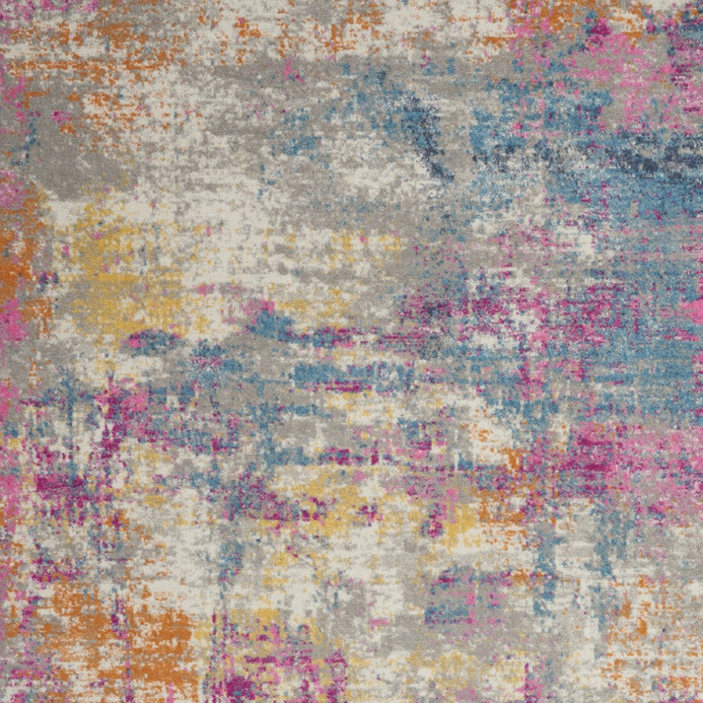 8'x10' Ivory And Blue Abstract Area Rug