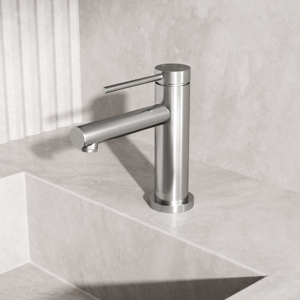 VIGO Jewel 6" H Single Handle Single Hole Bathroom Faucet, Brushed Nickel