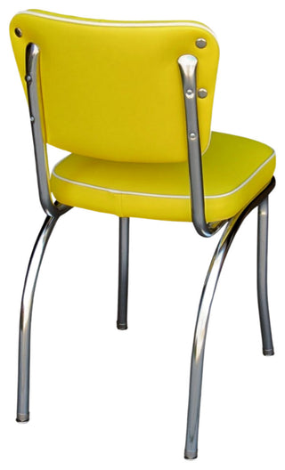 Retro Home Upholstered Tufted Back Dining Chair, Yellow, Box Seat