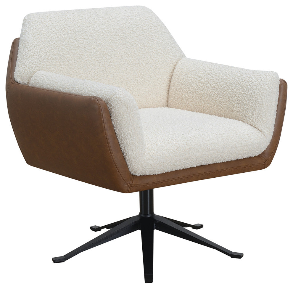 Sterling Two-Toned Swivel Accent Chair With Auto-Return Base, Brown