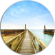 Pier And Lighthouse France, Seascape Photo Round Wall Art, 11"