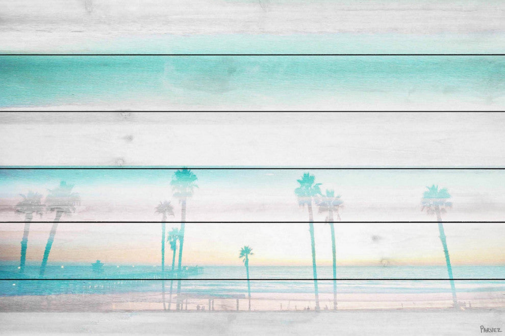 "Hazy Beach" Print on White Wood, 60"x40"
