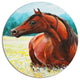 Brown Arabian Horse Painting, Animal Round Metal Wall Art, 36"