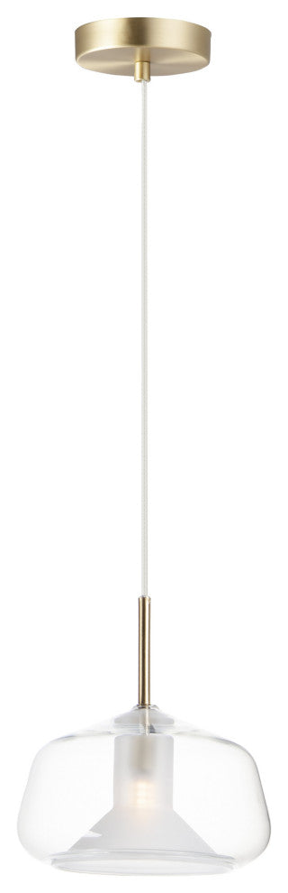 ET2 E10042 Deuce 8"W LED Mini Pendant - Satin Brass / Clear