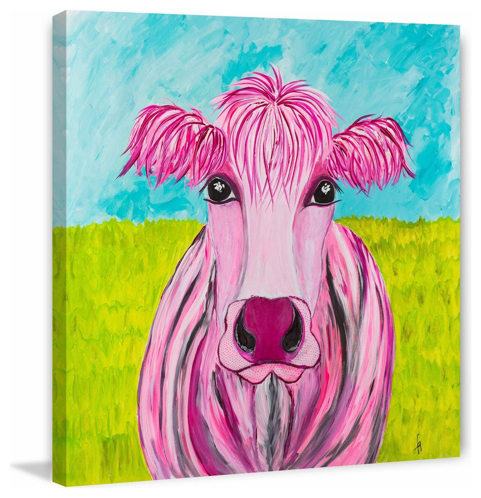 "Pink Kay" Painting Print on Wrapped Canvas, 18"x18"