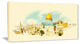"Jerusalem Panoramic View" Cityscape Watercolor Canvas Print, 32"x16"
