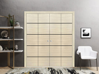 Double Bi-fold Doors | Planum 0015 Natural Veneer with  | Sturdy Tracks