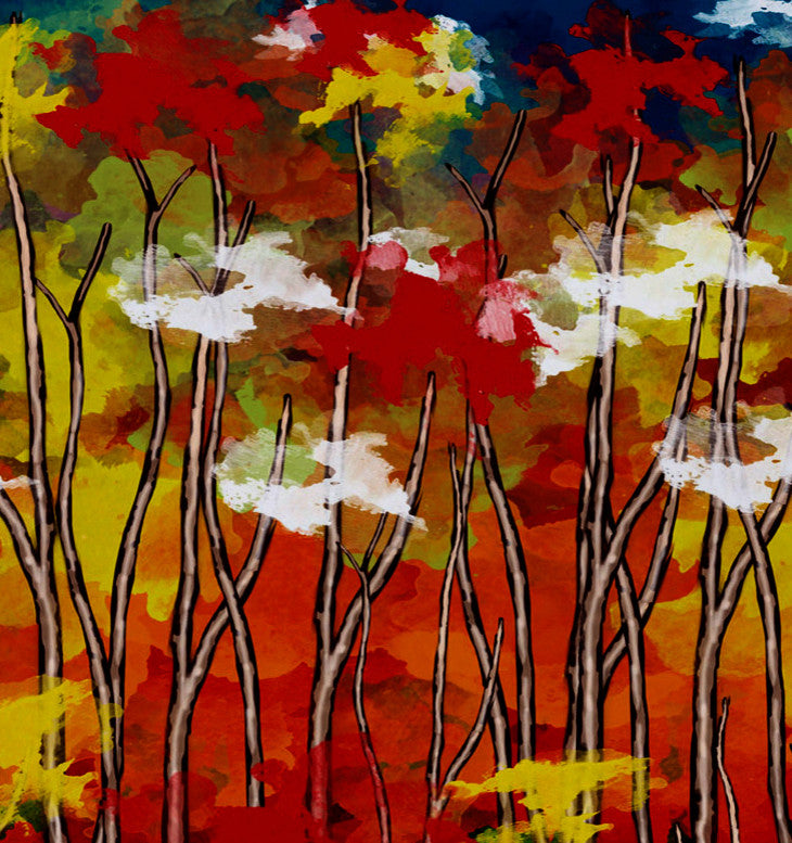 Autumn Floral Print Placemat, Set of 4, Red