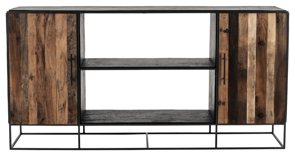 Modern Rustic Black and Natural Media Center TV Stand