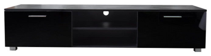 Black TV Stand 2 Storage Cabinet Media Console with open shelves