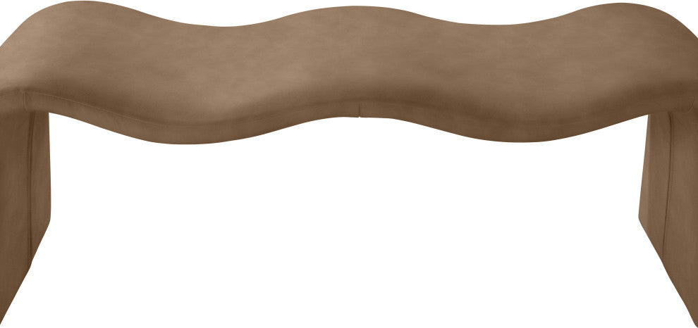 Willow Upholstered Bench, Brown, Vegan Leather