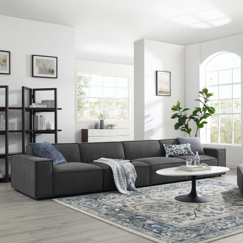 Sectional Sofa Set, Fabric, Dark Gray, Modern, Living Lounge Hospitality