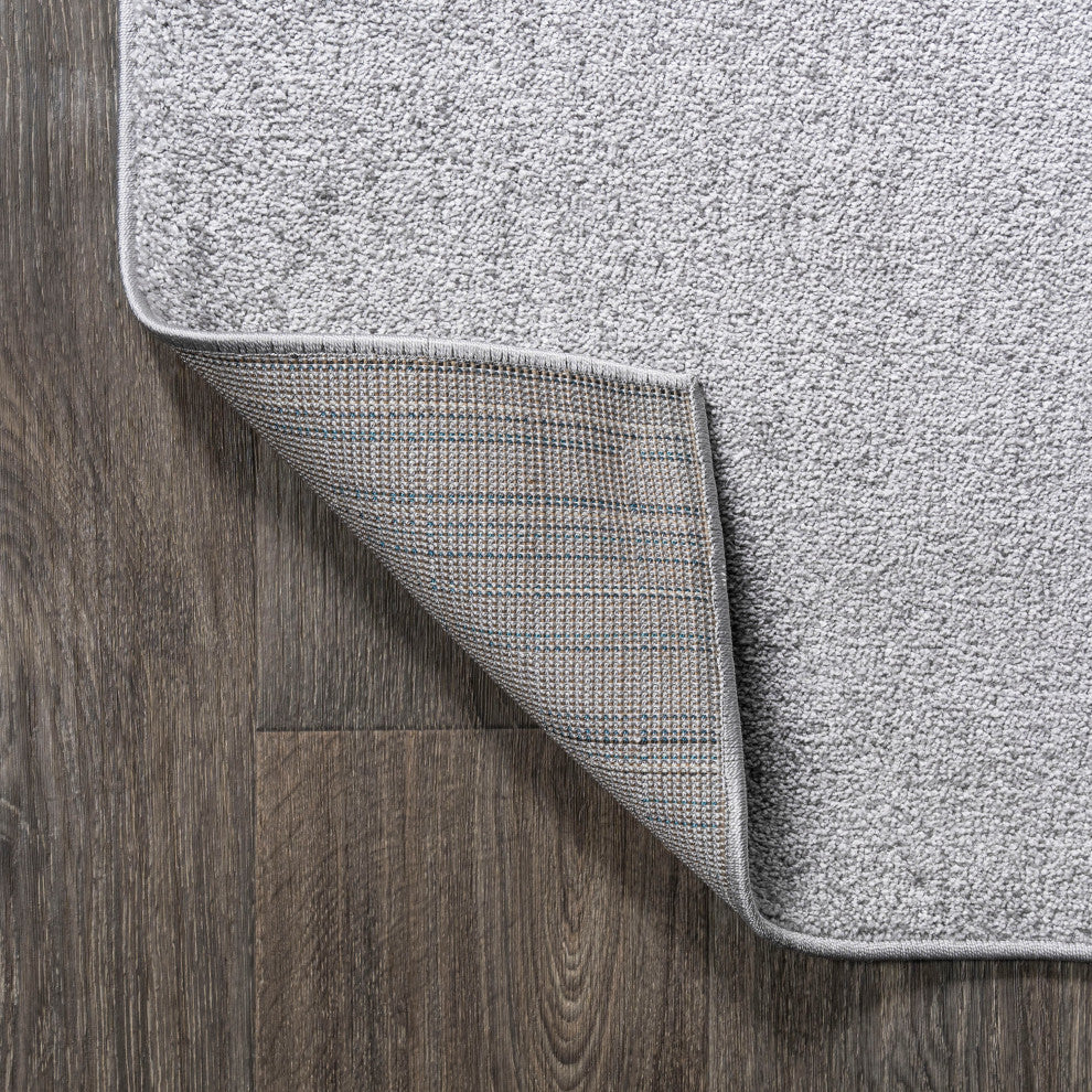 Haze Solid Low-Pile Runner Rug, Light Gray, 3 X 5 Oval