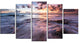 Waves Hitting Rocky Beach, Beach Photo Canvas Print, 60"x32", 5 Panels